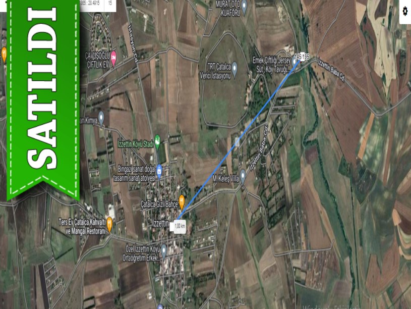 Çatalca İzzettinde Satılık Arsa , 340 M2 Çaplı Çevrili Cadde Cephe 