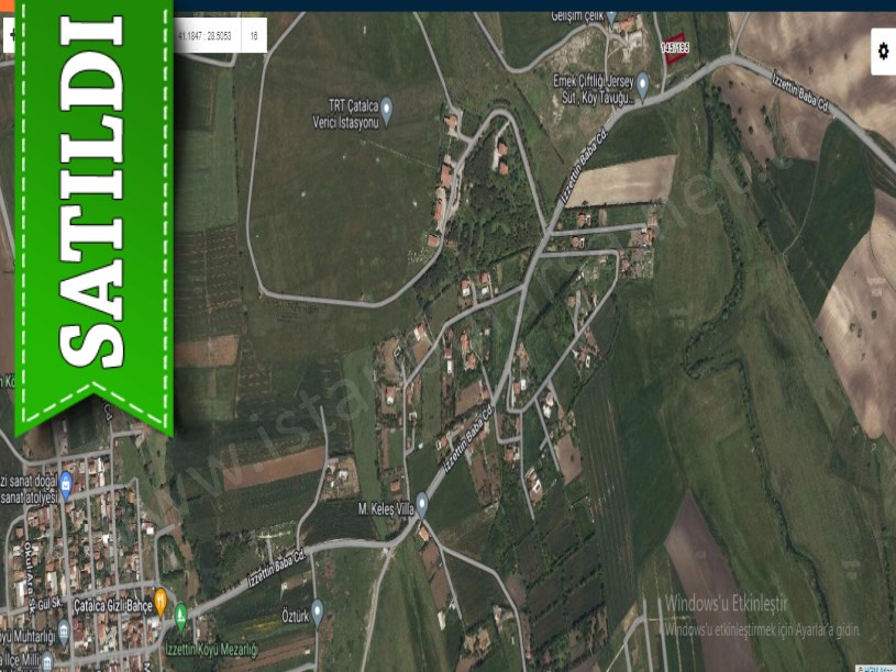 Çatalca İzzettinde Satılık Arsa , 340 M2 Çaplı Çevrili Cadde Cephe 