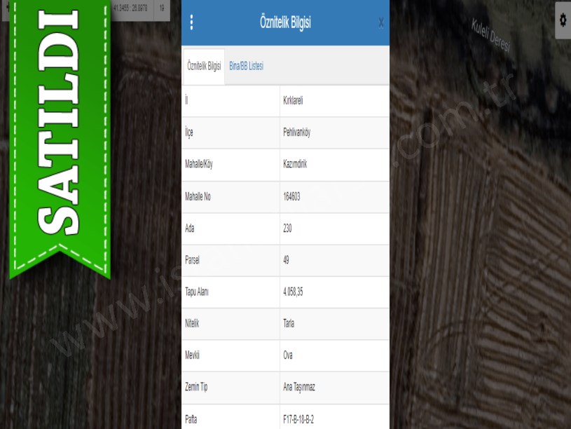Kırklareli Pehlivanköy Kazımdirik Mah Satılık Tarla , 4,058 M2  Müstakil 