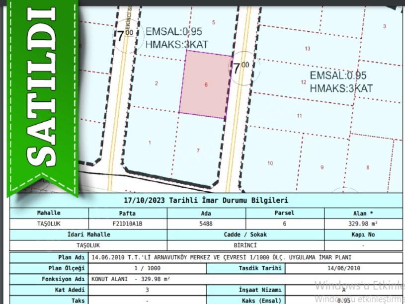 Arnavutköy Taşolukta Satılık Arsa , 330 m2 Müstakil İmarlı Yolu Var