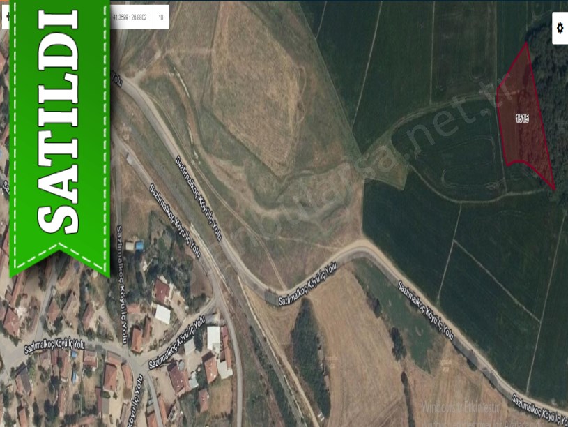 Edirne  Uzunköprü Sazlımalkoç Köyünde Satılık Arsa , 204 m2 Yolu Var Hisseli 