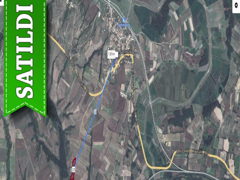 Edirne  Uzunköprü Sazlımalkoç Köyünde Satılık Arsa , 550 M2 Yolu Var Hisseli 
