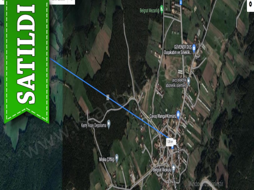 Çatalca Belgratta Satılık Arsa , 1,850 M2 Müstakil Yolu Var