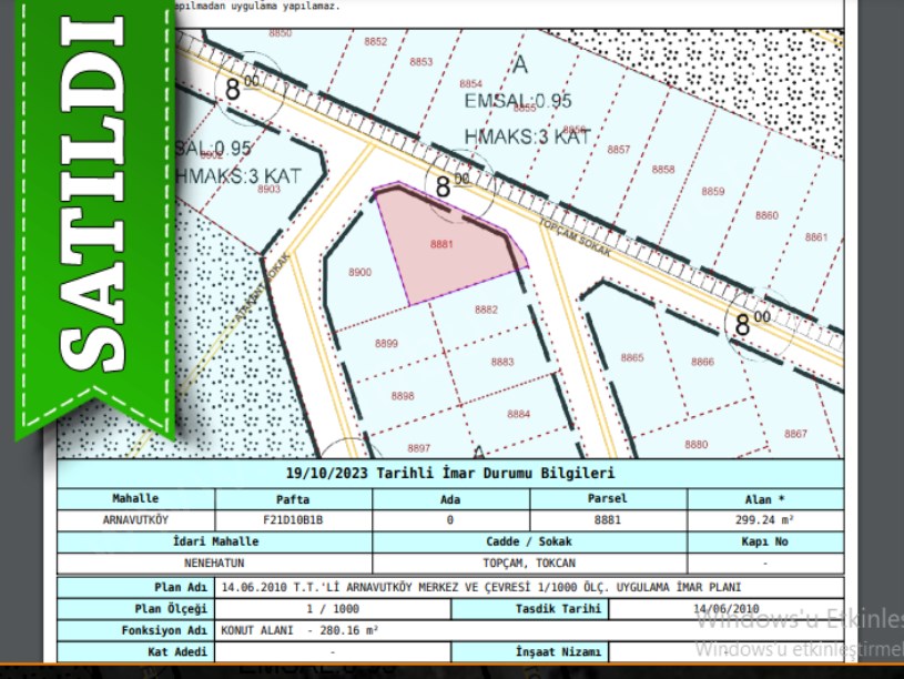  Arnavutköy NeneHatun Mah. Satılık Arsa , 300 M2 Müstakil 3 Kat İmarlı