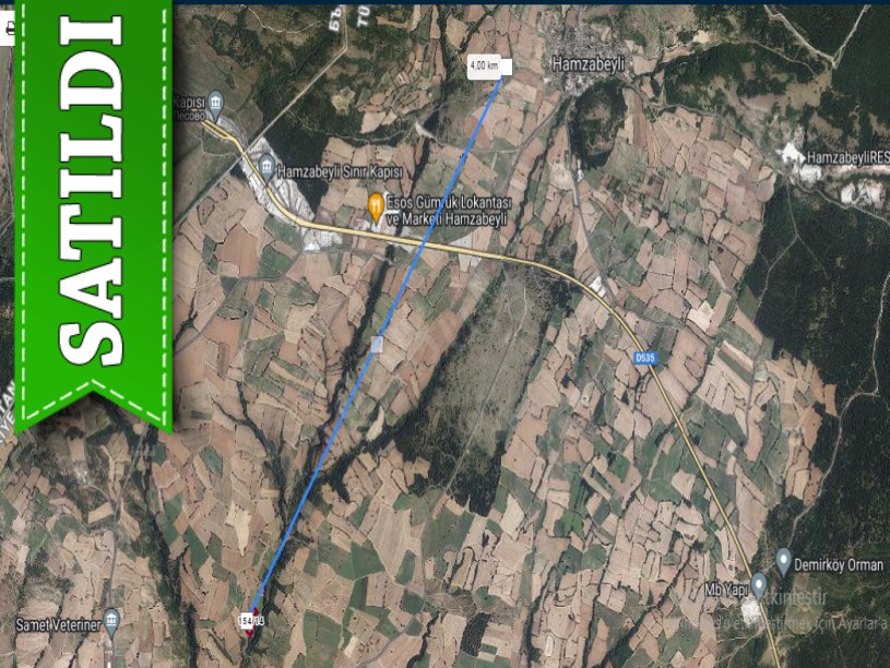 Edirne Lalapaşa Hamzabeyli Köyünde Satılık Tarla , 6,343 m2 Müstakil