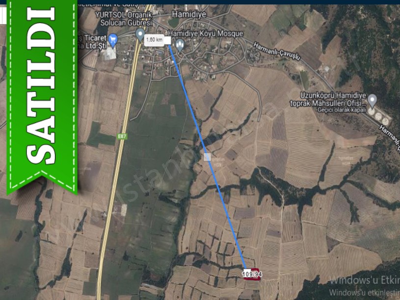 Edirne Uzunköprü Hamidiye Köyünde Satılık Arsa , 193 M2 Yolu Var Hisseli