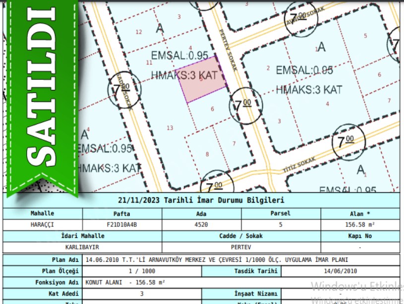 Arnavutköy Haraççıda Satılık Arsa , 156 M2 Müstakil İmarlı 
