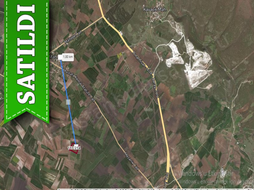 Tekirdağ Saray Edirköyde Satılık Arsa , 250 M2 Yolu Var Çaplı 