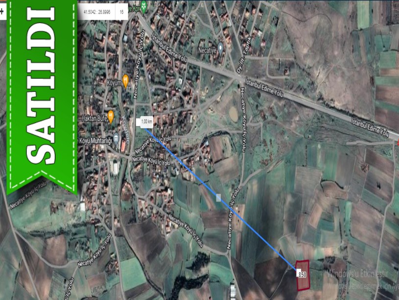 Edirne Havsa Necatiye Satılık Arsa , 2,987 m2 Yolu Var Hisseli 
