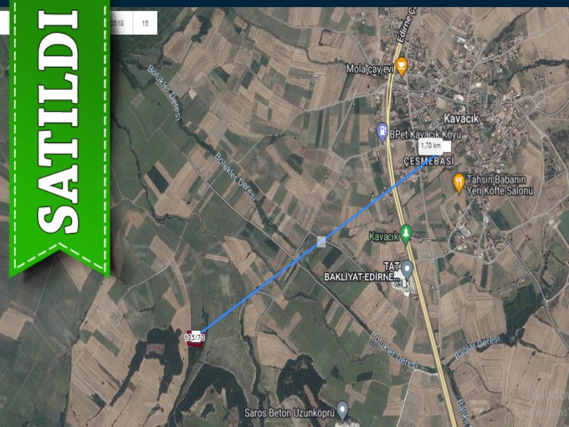 Edirne Uzunköprü Kavacık Köyünde Satılık Arsa , 1,800 m2 Hisseli  