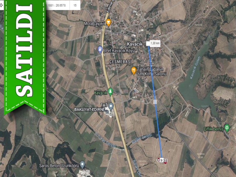 Edirne Uzunköprü Kavacık Köyünde Satılık Arsa , 983 M2 Yolu Var Hisseli