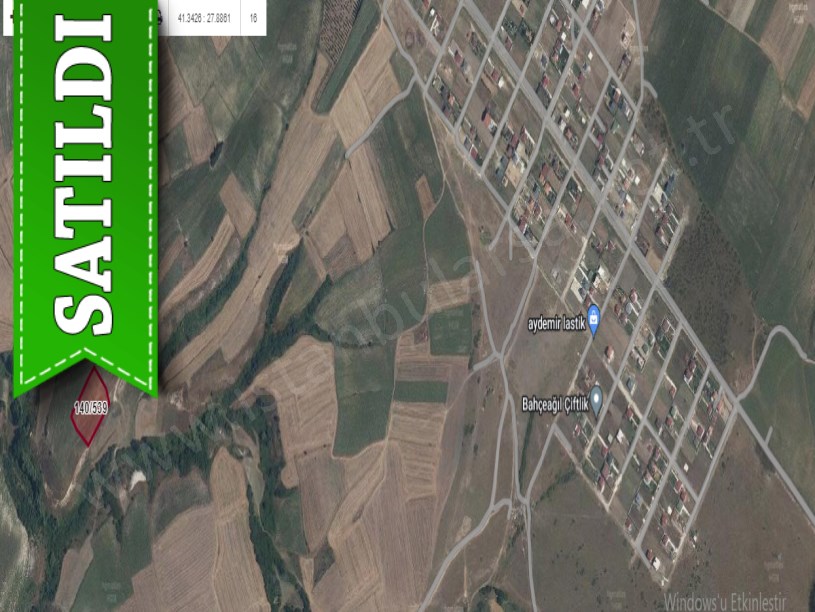 Tekirdağ Kapaklı Bahçeağıl Mah , Satılık Tarla , 6,250 m2 Yolu Var Tek tapu