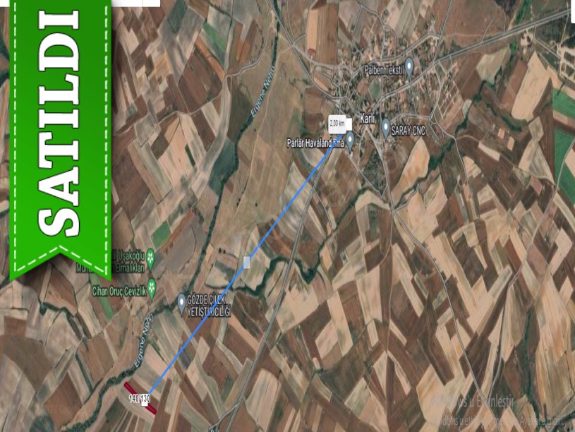 Tekirdağ Kapaklı Karlı Mahallesinde Satılık Tarla , 4,129 m2 Yolu Var Müstakil