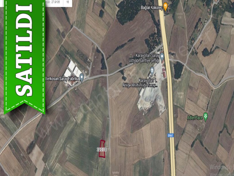 Tekirdağ Saray Ayaspaşada Satılık Arsa ,  3,407 M2 Tek Tapu Yolu Var