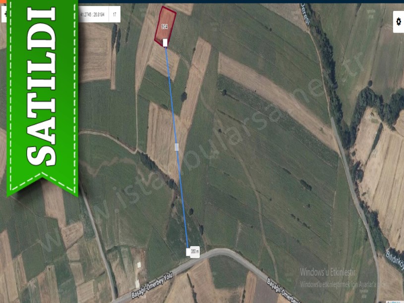 Edirne  Uzunköprü Başağılda Satılık Arsa , 312 m2 Yolu Var Hisseli