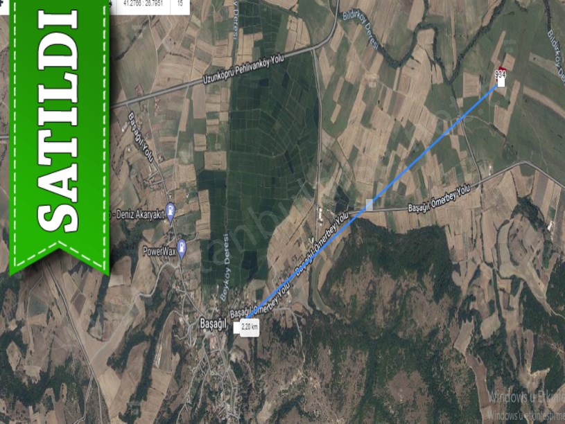 Edirne  Uzunköprü Başağılda Satılık Arsa , 312 m2 Yolu Var Hisseli