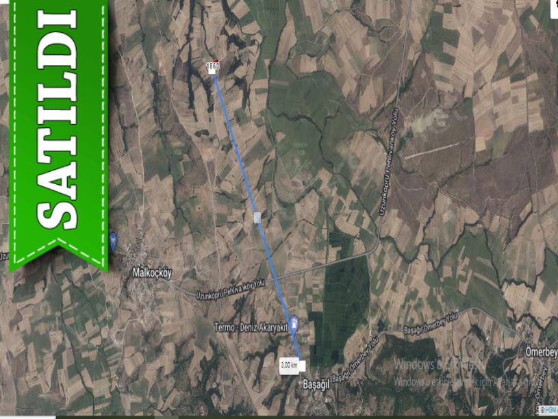 Edirne  Uzunköprü Başağılda Satılık Arsa , 258 M2 Yolu Var Hisseli 