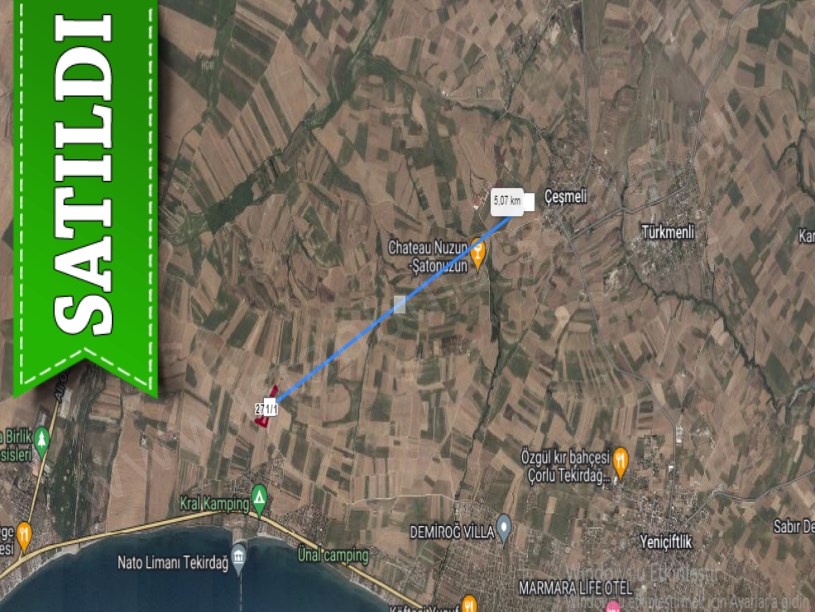 Tekirdağ Marmaraereğli Çeşmeli Mah Satılık Arsa , 398 m2 Deniz Manzaralı Yolu Var Hisseli