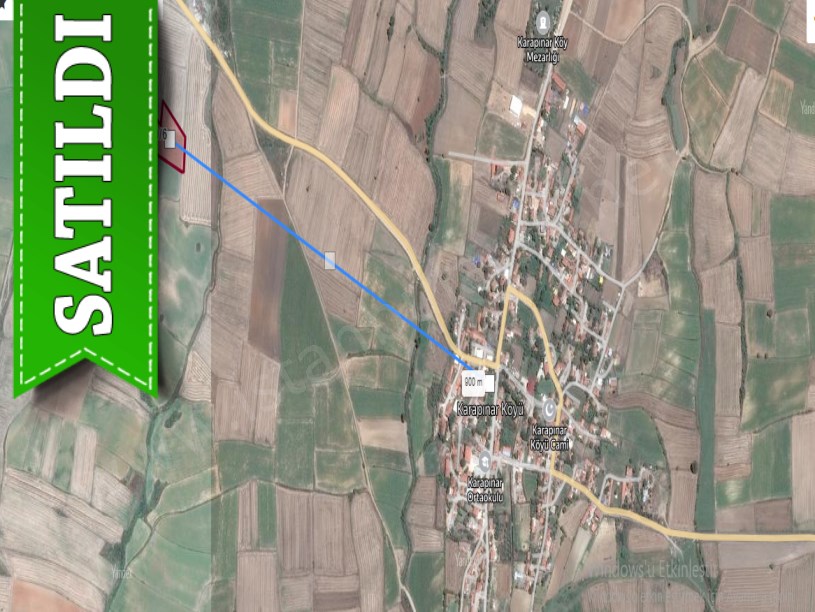 Edirne  Uzunköprü Karapınar Köyü Satılık Arsa . 515 M2 Yolu Var Hisseli