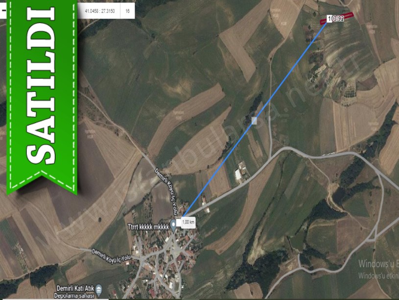 Tekirdağ Süleymanpaşa Demirli Mah Satılık Tarla , 1,615 m2 Yolu Var Müstakil