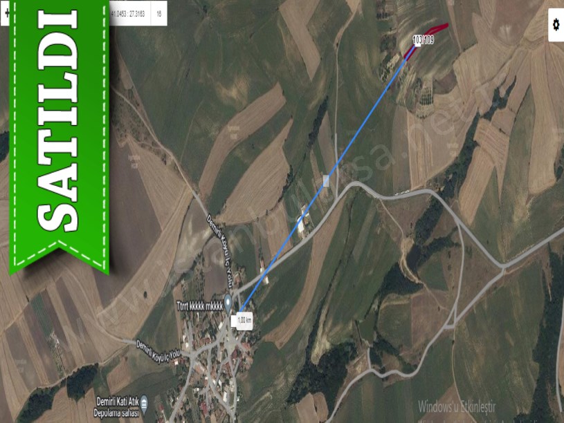 Tekirdağ Süleymanpaşa Demirli Mah Satılık Tarla , 1,604 m2 Müstakil Yolu Var