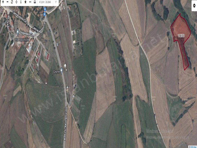 Silivri Bekirlide Satılık Tarla , 9,623 m2 Müstakil Yolu Var 