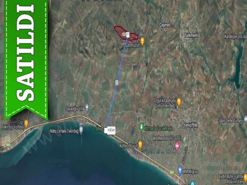 Tekirdağ Marmaraereğli Çeşmeli Mah Satılık Arsa , 305 M2 Yolu Var Hisseli