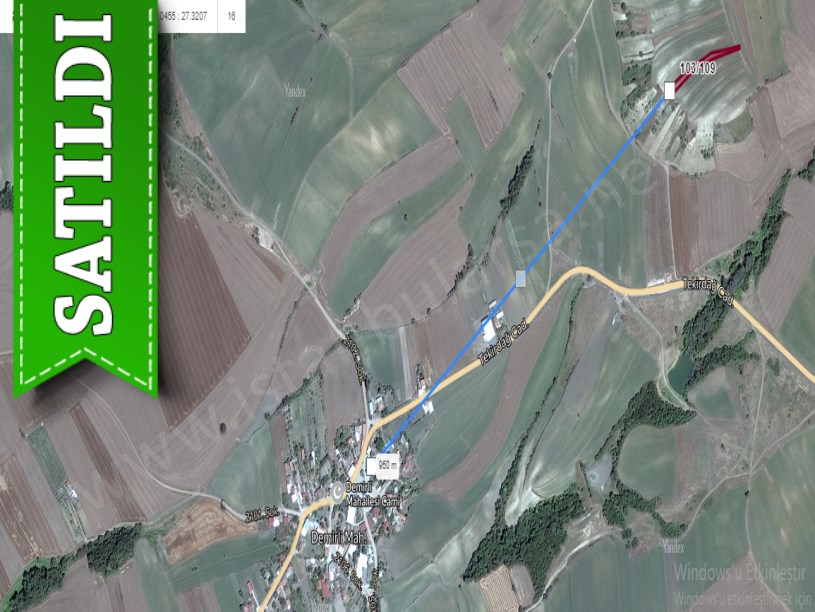 Tekirdağ Süleymanpaşa Demirli Mah Satılık Tarla , 1,604 M2 Yolu Var Müstakil