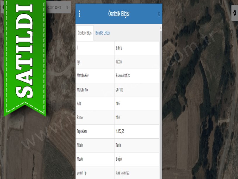 Edirne İpsala Esetçe Köyü Satılık Tarla , 1,152 m2 Müstakil Yolu Var