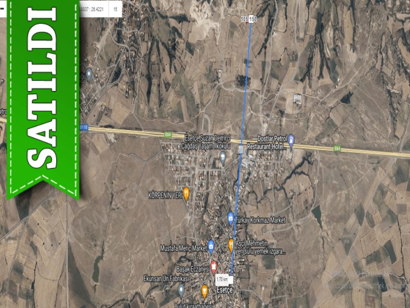 Edirne İpsala Esetçe Köyü Satılık Tarla , 1,152 m2 Müstakil Yolu Var
