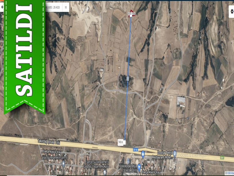 Edirne İpsala Esetçe Köyü Satılık Tarla , 1,152 m2 Müstakil Yolu Var