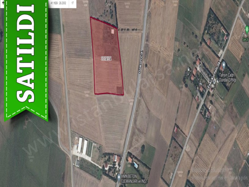 Silivri Fenerköyde Satılık Arsa , 1,760 M2 Tel Örgü İle Çevrili Çaplı