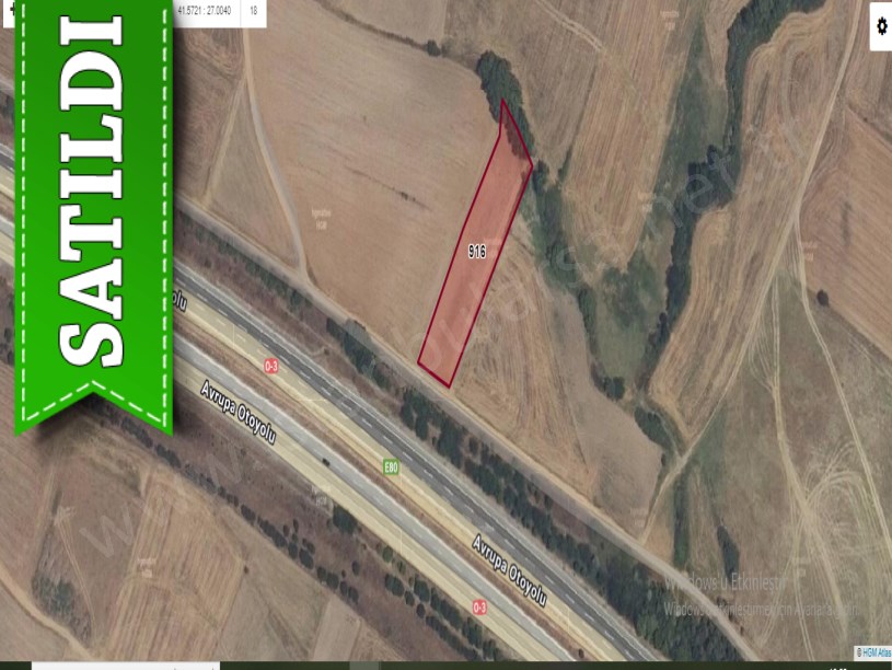 Kırklareli Babaeski Hazinedar Köyünde Satılık Tarla , 2,619 m2 Otobana Cephe Müstakil