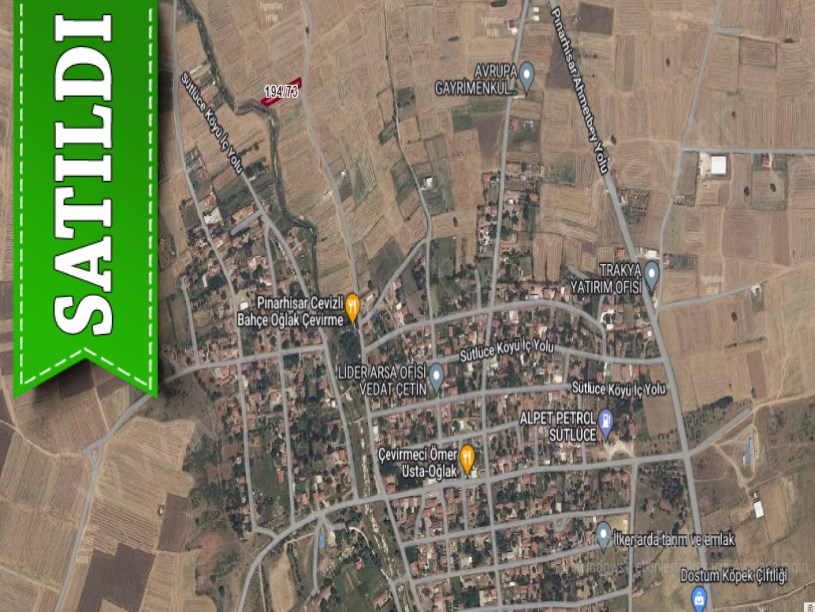 Kırklareli Pınarhisar Sütlüce Satılık Arsa , 359 m2 Evlerin Yakını Yolu Var