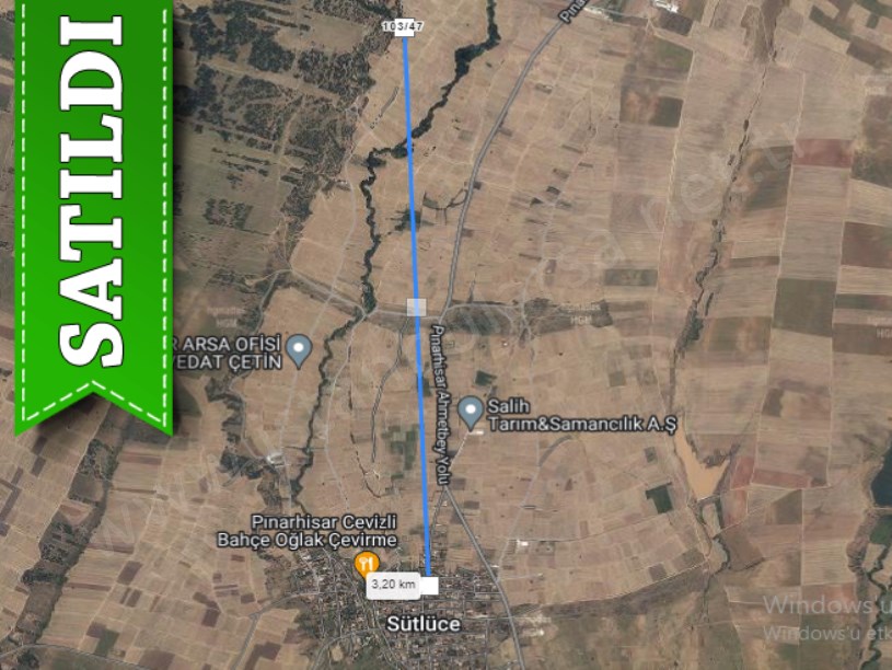 Kırklareli Pınarhisar Sütlüce Satılık Arsa , 521 m2 Yolu Var Hisseli