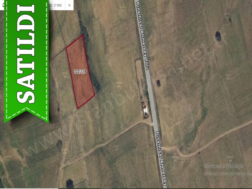 Kırklareli Pınarhisar Sütlüce Satılık Arsa , 784 m2 Hisseli