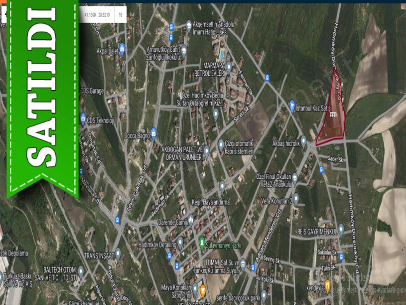 Arnavutköy Hadımköyde Satılık Arsa , 240 M2 Cadde Cephe Çevrili 