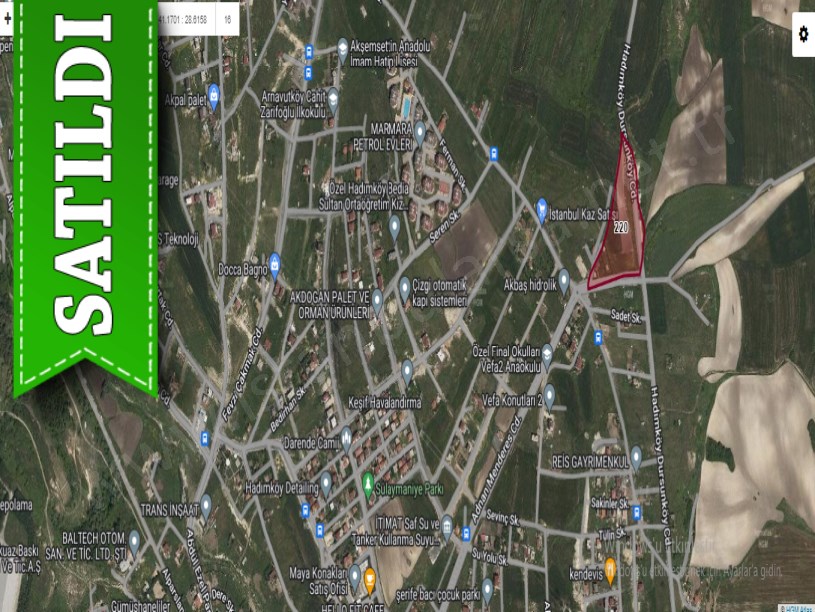 Arnavutköy Hadımköyde Satılık Arsa , 240 M2 Cadde Cephe Çevrili 