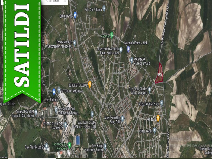 Arnavutköy Hadımköyde Satılık Arsa , 240 M2 Cadde Cephe Çevrili 