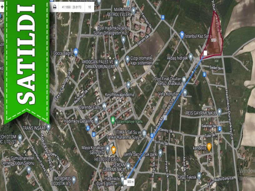 Arnavutköy Hadımköyde Satılık Arsa , 240 M2 Cadde Cephe Çevrili 