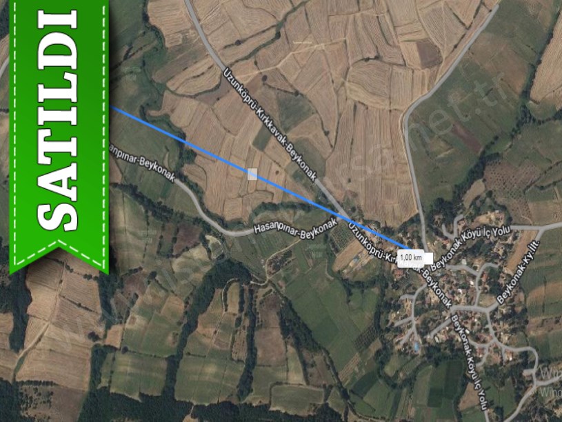 Edirne Uzunköprü Beykonak Köyünde Satılık Tarla , 5,235 M2 Asfalt Yola Cephe Müstakil