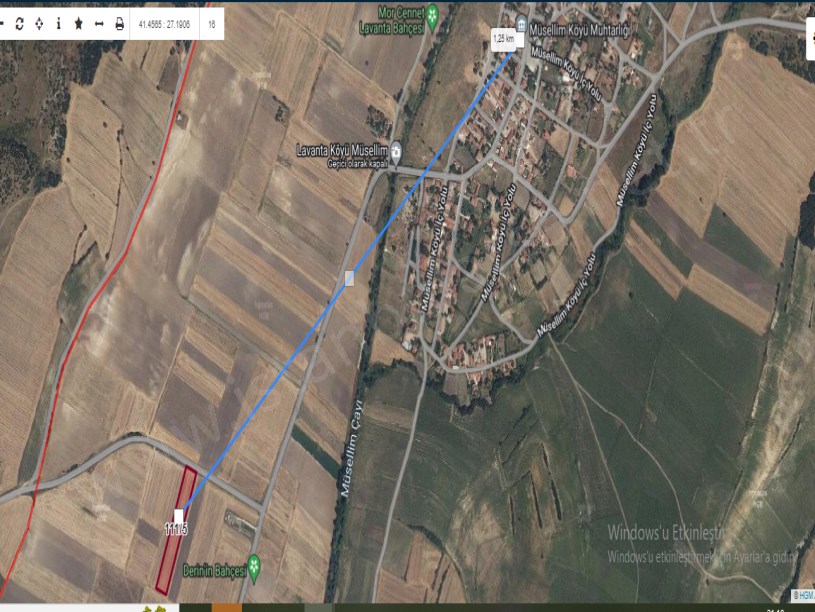 Kırklareli Lüleburgaz Müsellim Köyünde Satılık Tarla , 6,850 m2 Asfalta Cephe Müstakil 