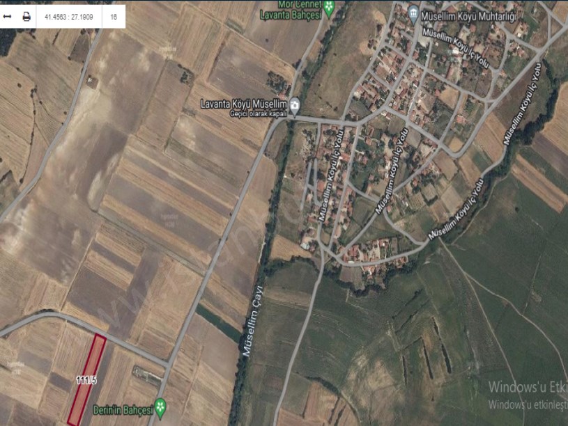 Kırklareli Lüleburgaz Müsellim Köyünde Satılık Tarla , 6,850 m2 Asfalta Cephe Müstakil 