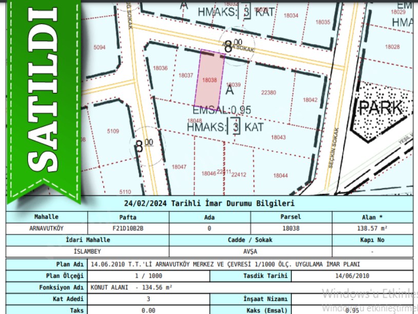 Arnavutköy İslambeyde Satılık Arsa , 138 M2 Müstakil 3 Kat imarlı 