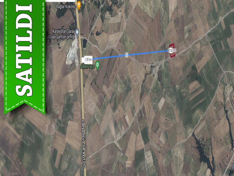 Tekirdağ Saray Küçükyoncalı Mah , Satılık Arsa , 1,486 m2 Çaplı Yola Cephe Yerleşime Yakın