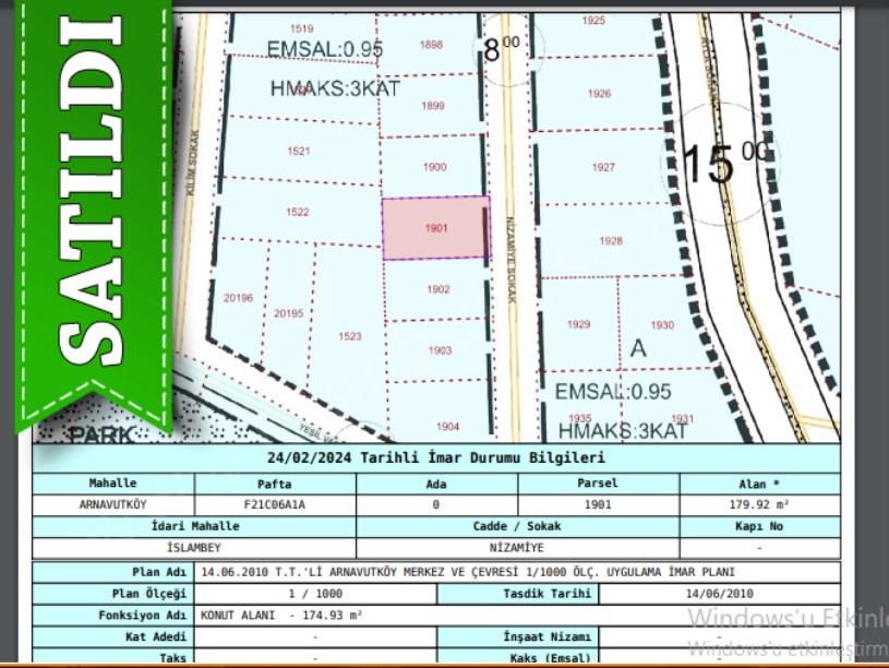 Arnavutköy İslambeyde Satılık Arsa , 180 M2 Caddeye Yakın Müstakil İmarlı