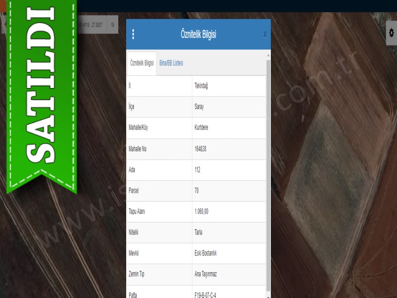 Tekirdağ Saray Kurtderede Satılık Tarla , 1,060 M2 Anayola Yakın Tek Tapu
