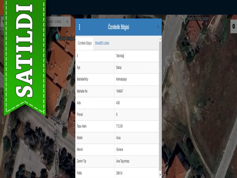 Tekirdağ Saray Kemalpaşa Mah, Satılık Arsa , 712 m2 Cadde Cephe İmarlı 16 Dairelik 