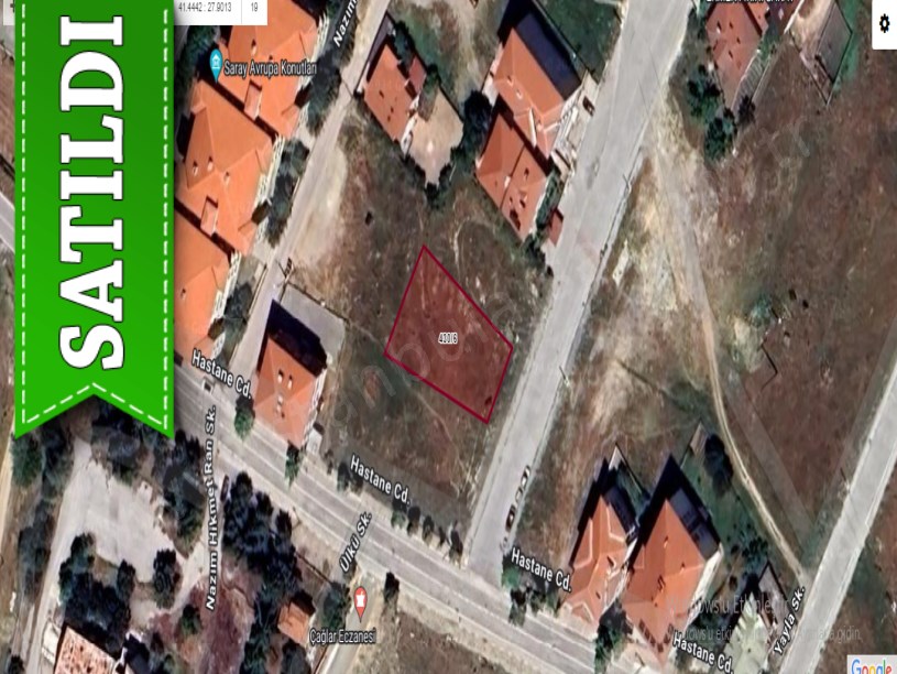 Tekirdağ Saray Kemalpaşa Mah, Satılık Arsa , 712 m2 Cadde Cephe İmarlı 16 Dairelik 