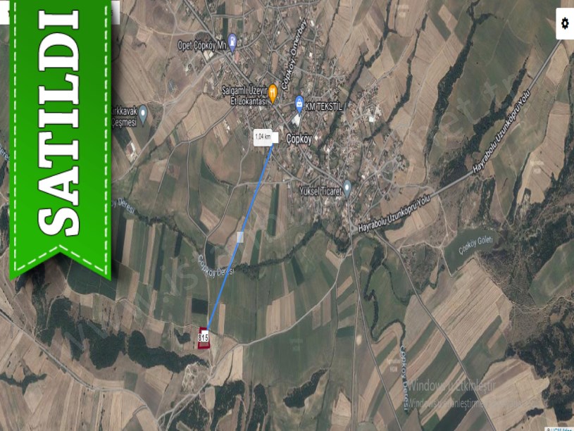 Edirne Uzunköprü Çöpköyde Satılık Arsa , 368 m2 Yolu Var Köye Yakın